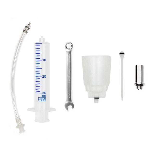 Basic Bleed kit for shimano hydraulic disc brakes - Plastic Funnel with 7mm spanner, road adapter and securelink adapter
